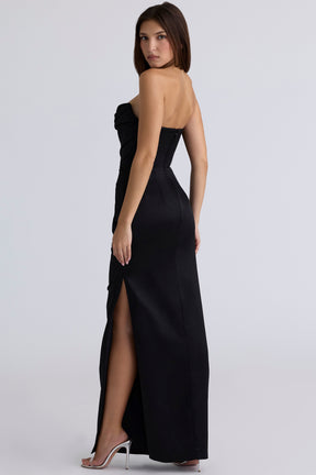 Adrienne black satin strapless corset maxi Bridesmaid Collection