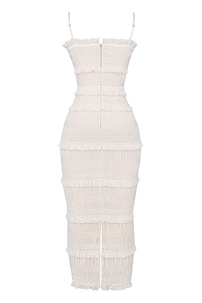 Solana ivory sequin pleat maxi dress