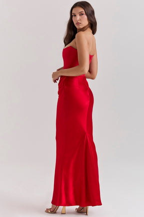 Persephone scarlet strapless corset maxi dress Bridesmaid Collection