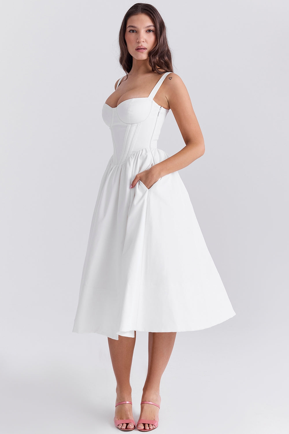 Kelly white corset midi sundress