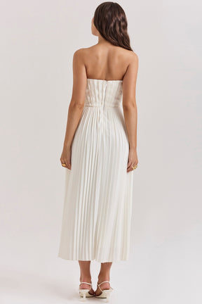 Amorata ivory pleated maxi dress