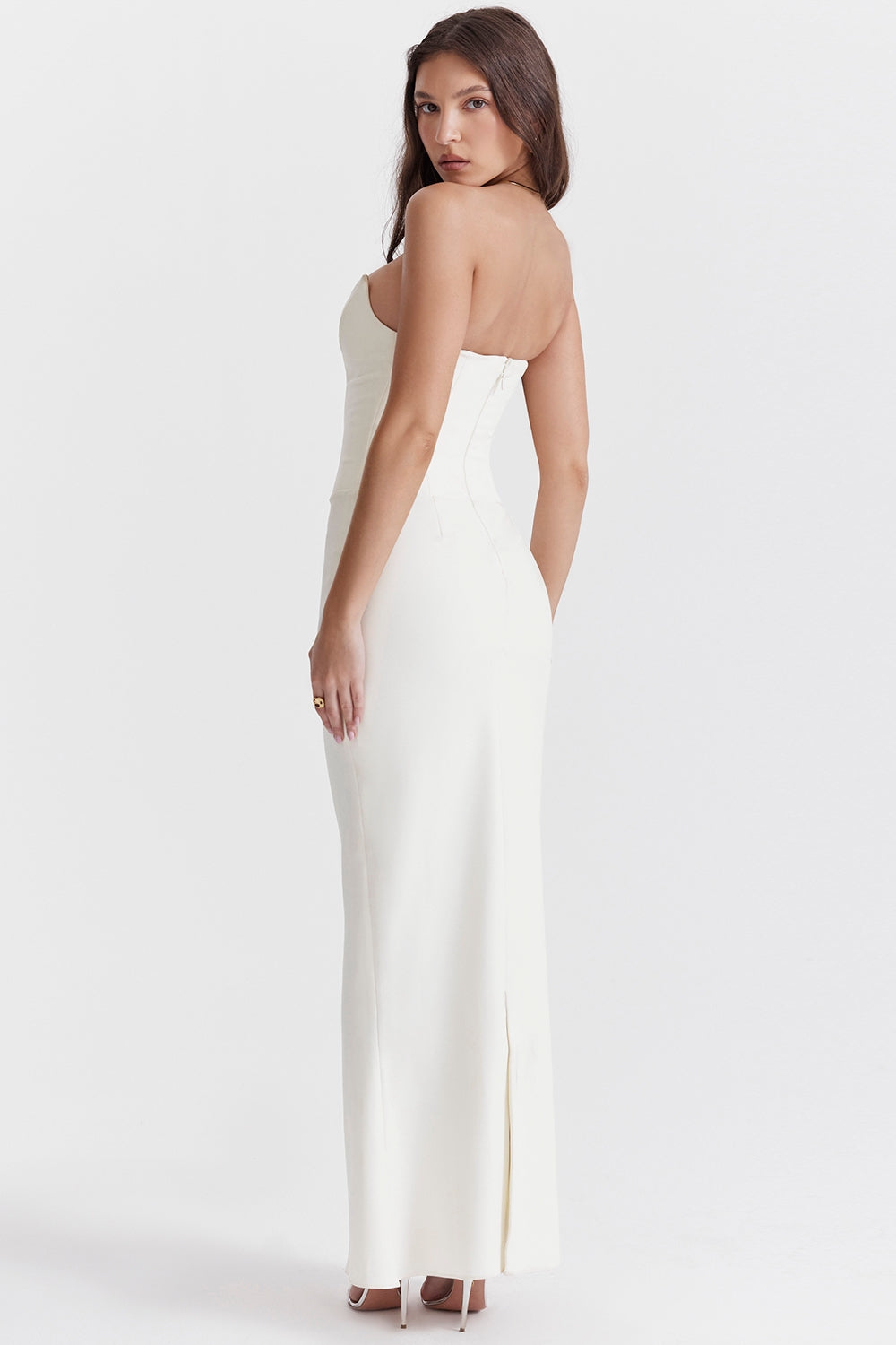 Tamara ivory strapless corset dress