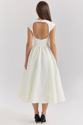 Debutante ivory moire satin midi dress