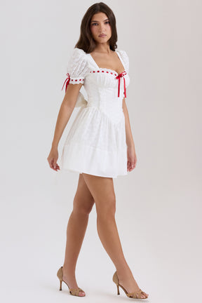 Jana white broderie anglaise puff sleeve mini dress