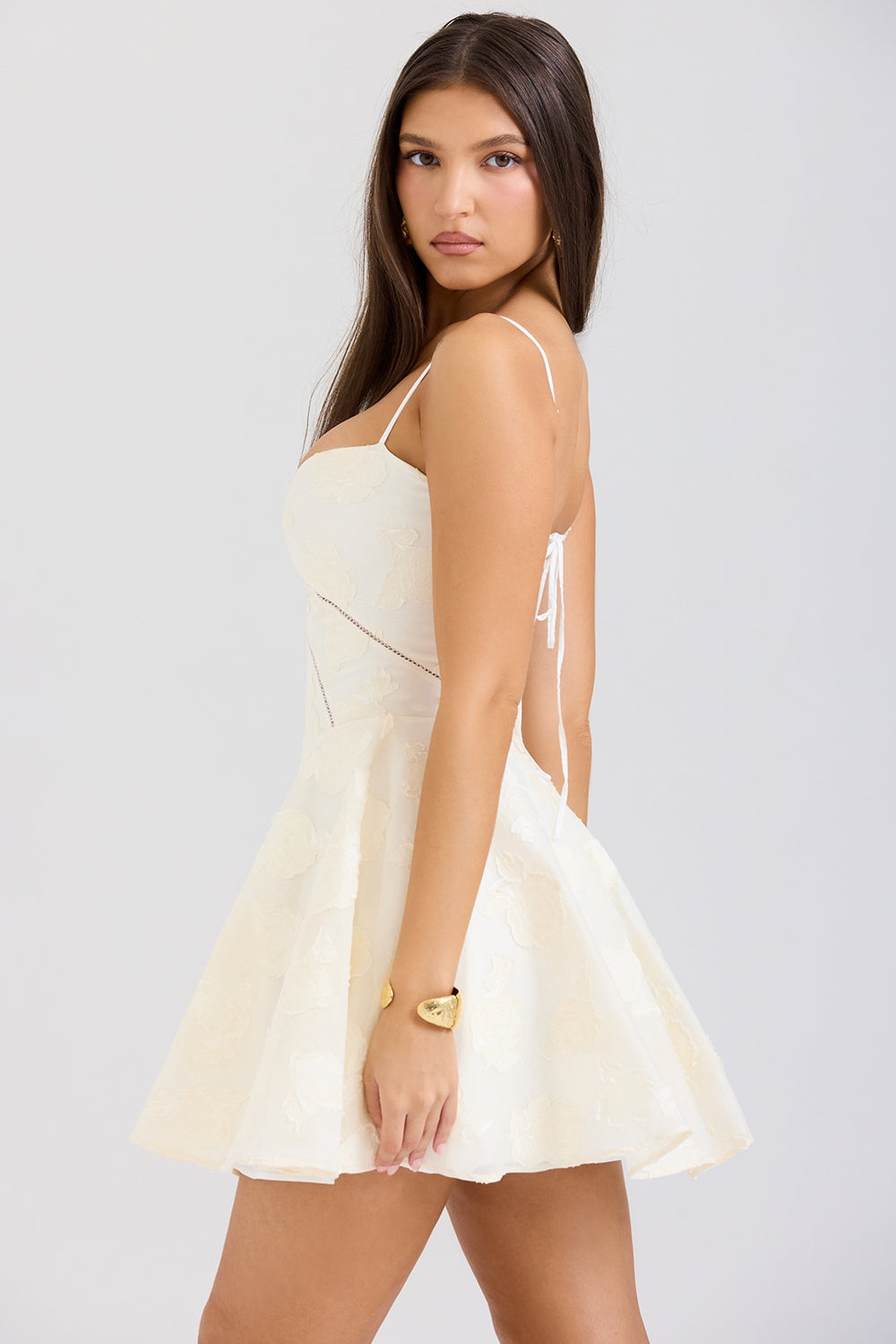 Serenita vintage cream floral mini dress