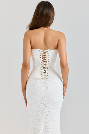 Solaine ivory lace corset maxi dress