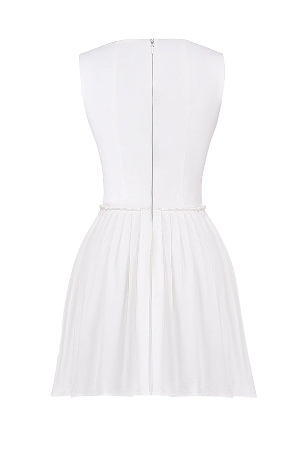 Cupid white pleated mini dress
