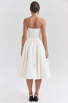 Coco vintage ivory satin midi dress