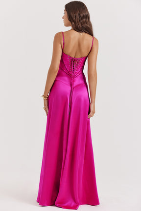 Anabella fuchsia lace up maxi dress Bridesmaid Collection