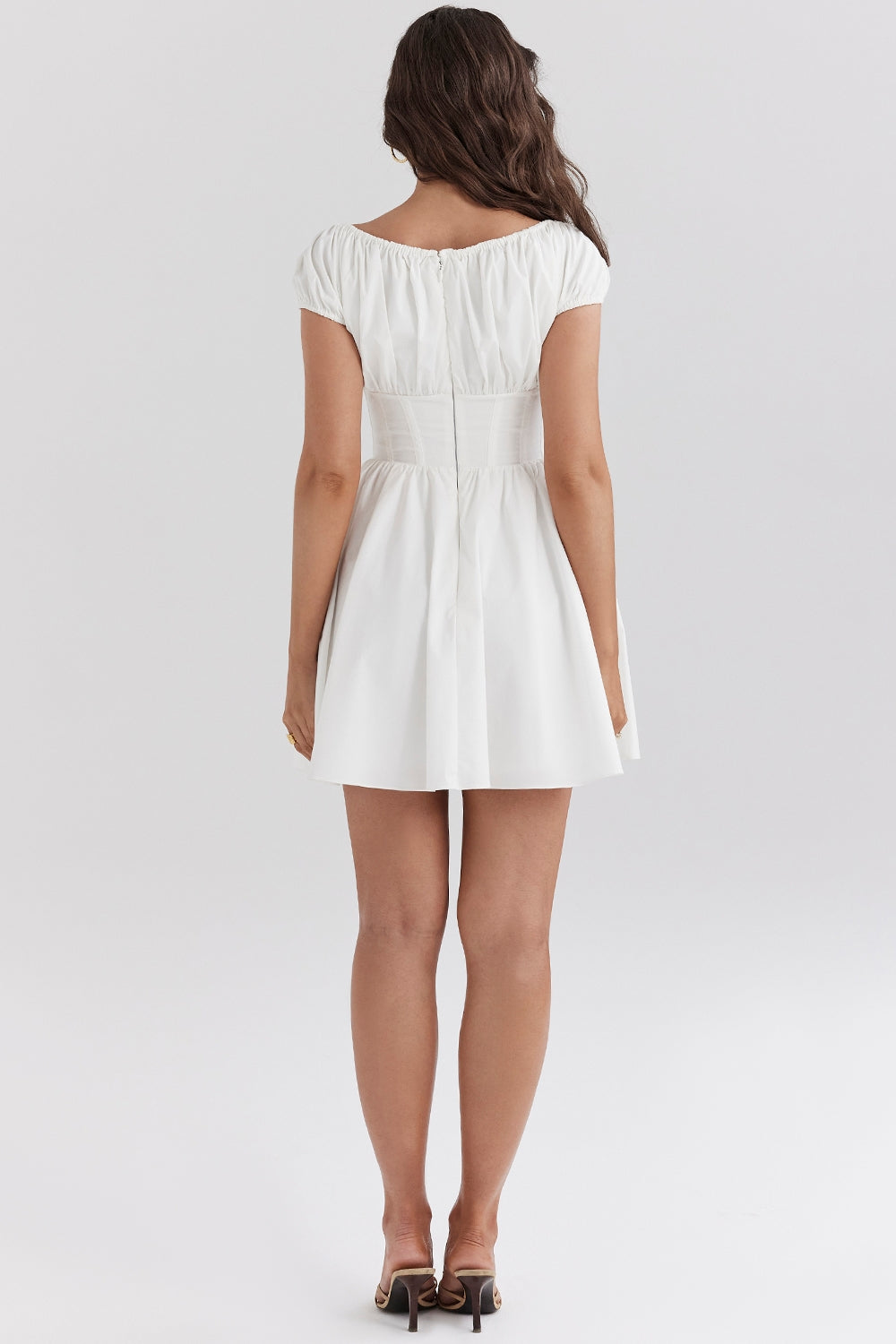 Nala white cotton gathered mini dress