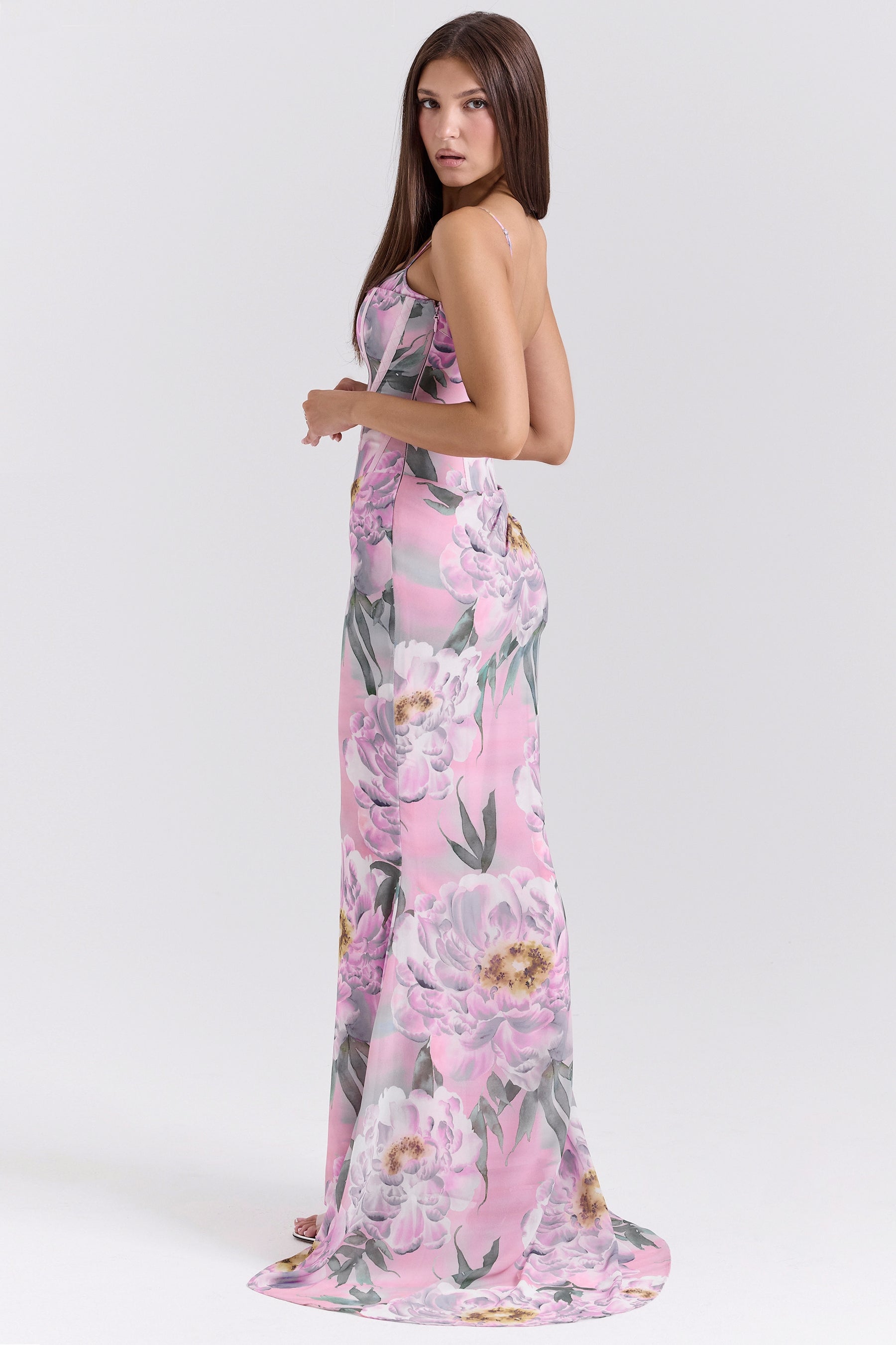 Antonina pink floral corset maxi dress Bridesmaid Collection