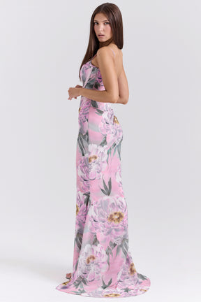 Antonina pink floral corset maxi dress Bridesmaid Collection