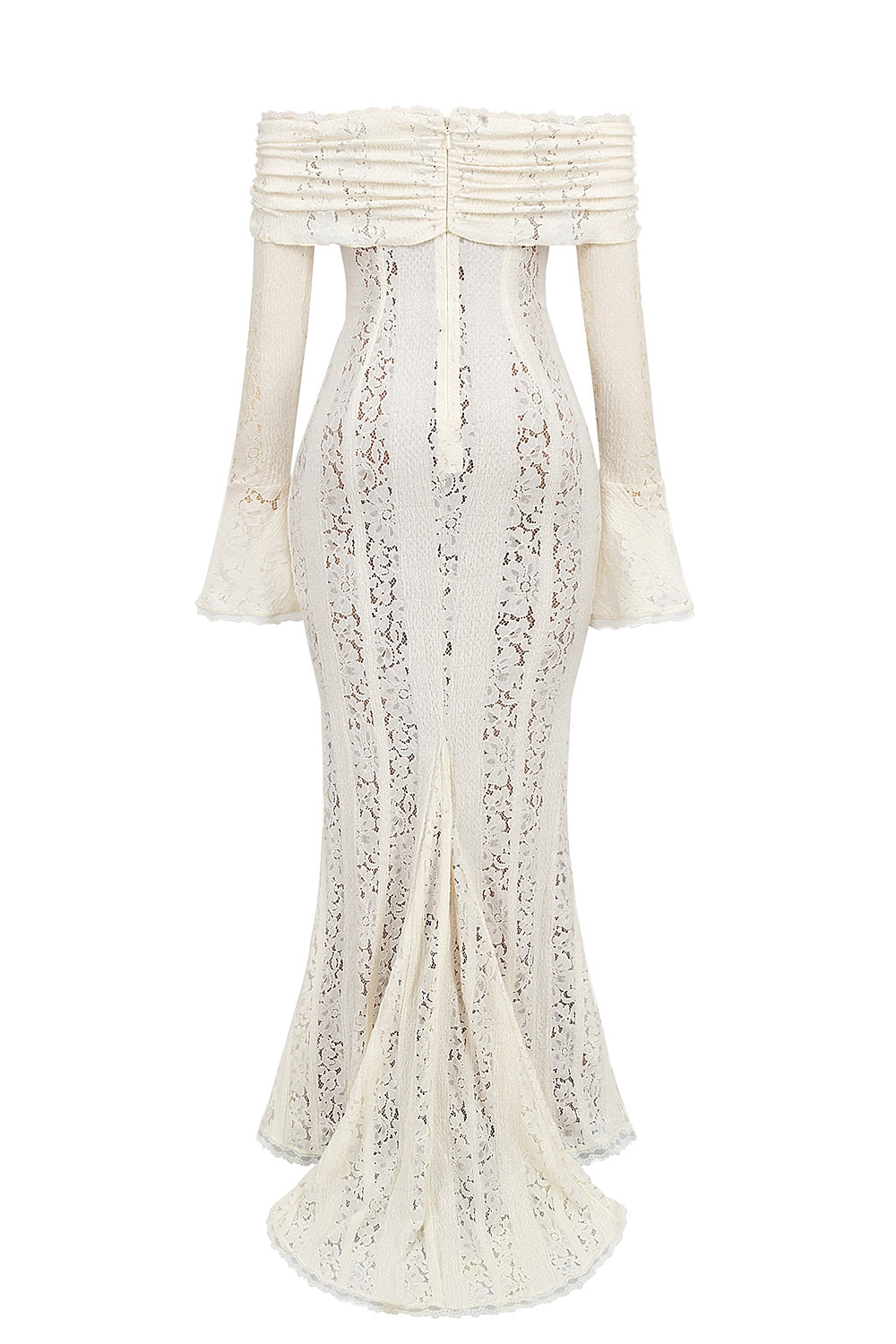 Belle vintage cream floral lace off shoulder maxi dress