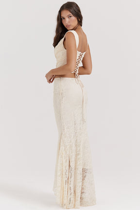 Therese vintage cream lace maxi skirt