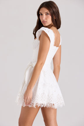 Giglio white broderie anglais frill mini dress