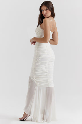 Pearla ivory ruched maxi dress
