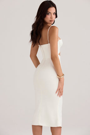 Amalia ivory satin cutout corset dress