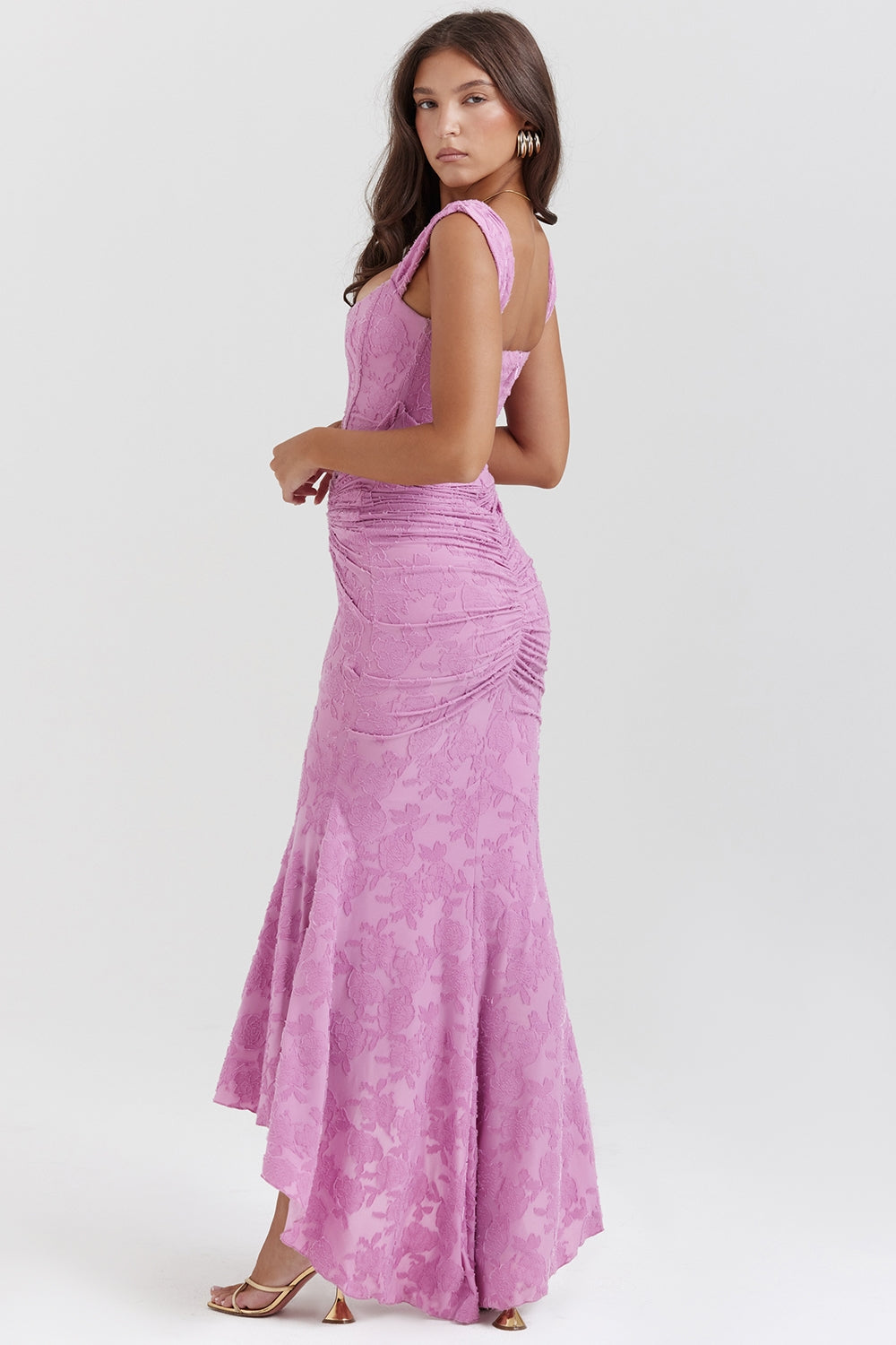 Cesca rose pink floral maxi dress Bridesmaid Collection