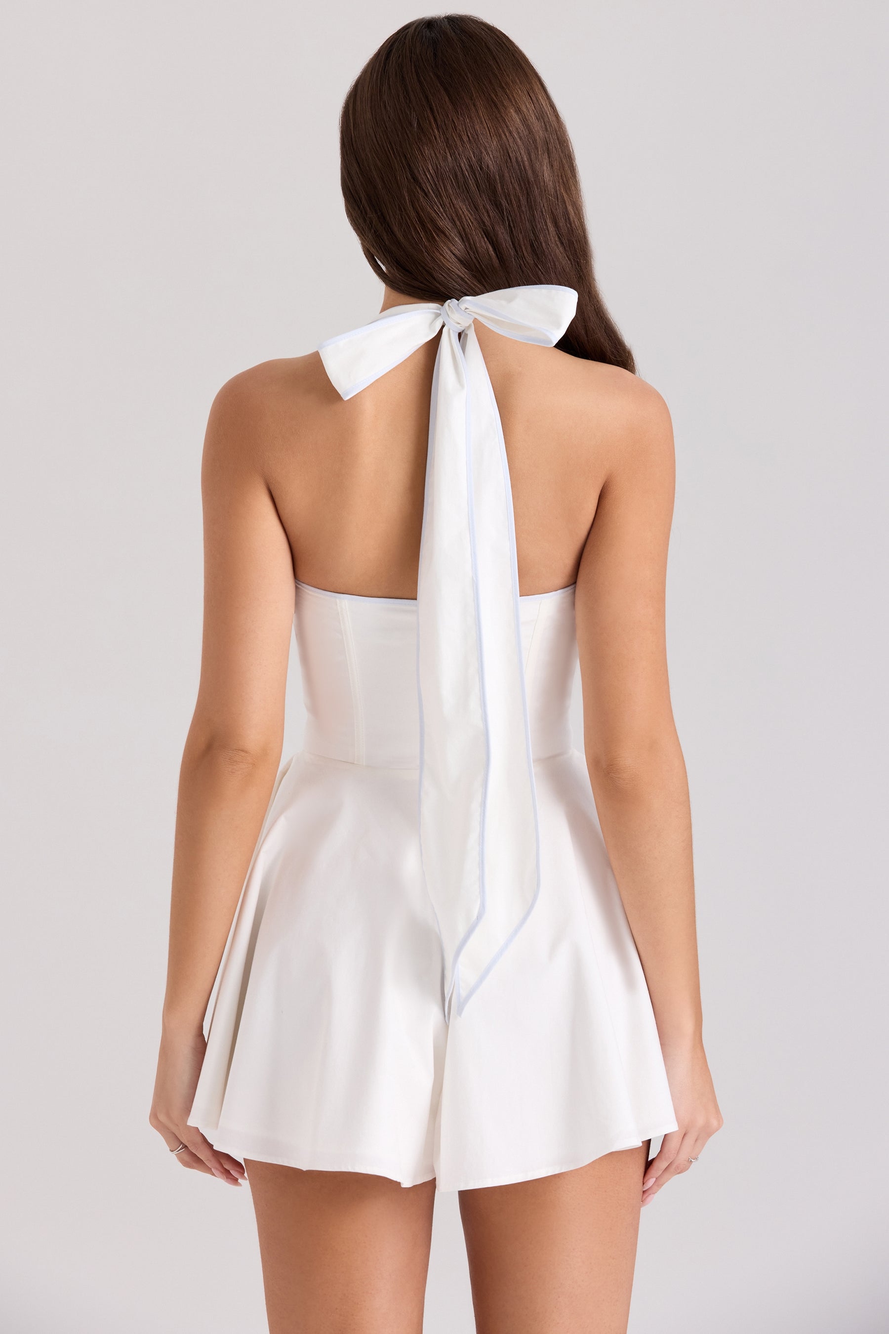 Eleanor white cotton halter neck playsuit