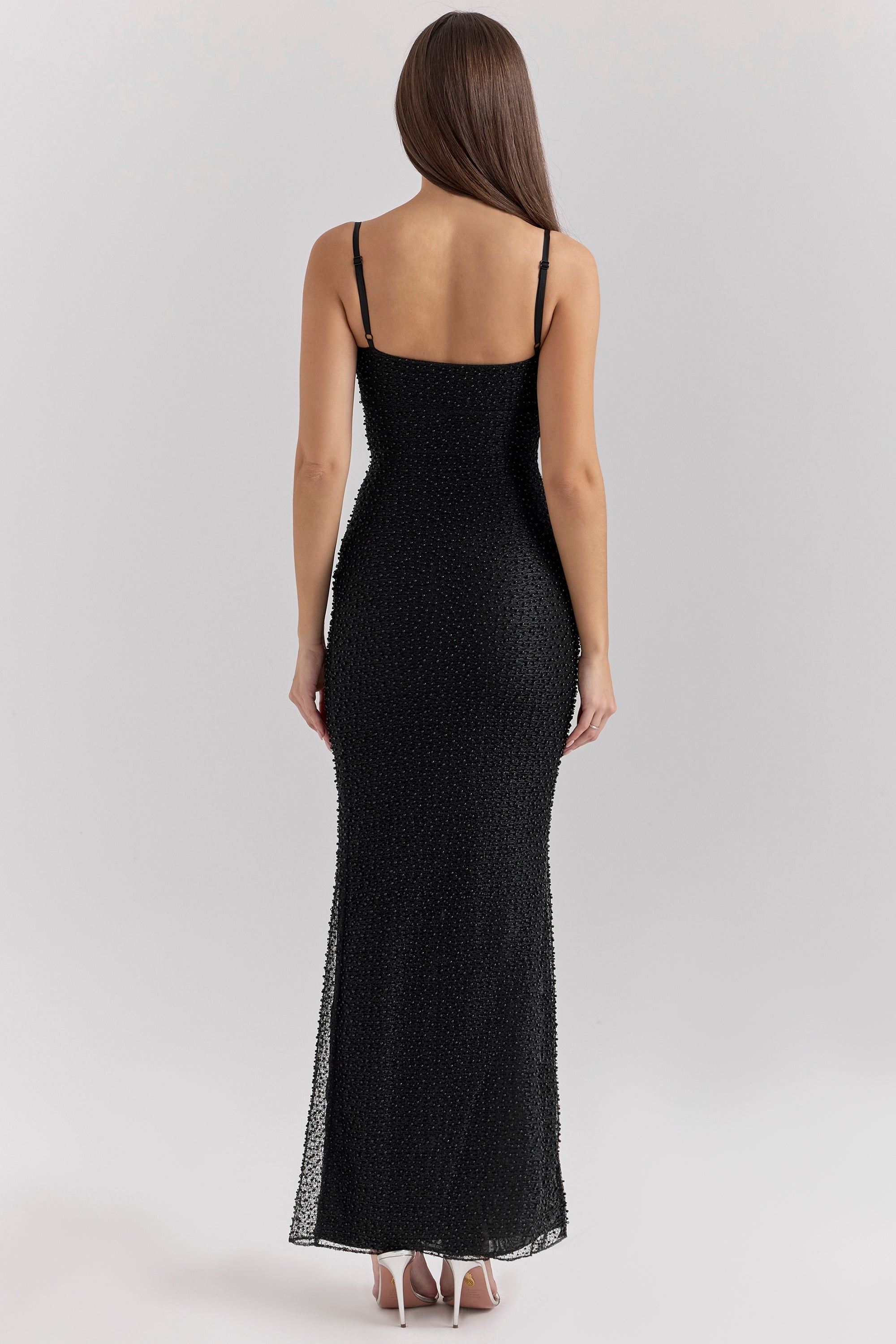 Calla black pearl embellished maxi dress Bridesmaid Collection