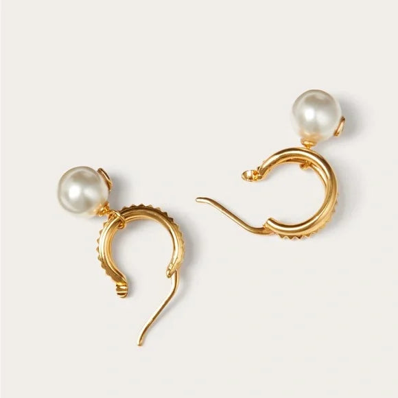 VALENTINO GARAVANI Vlogo Signature Metal Earrings SWAROVSKI Pearls