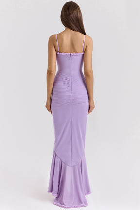 Gabbi orchid mesh ruffled front gown Bridesmaid Collection