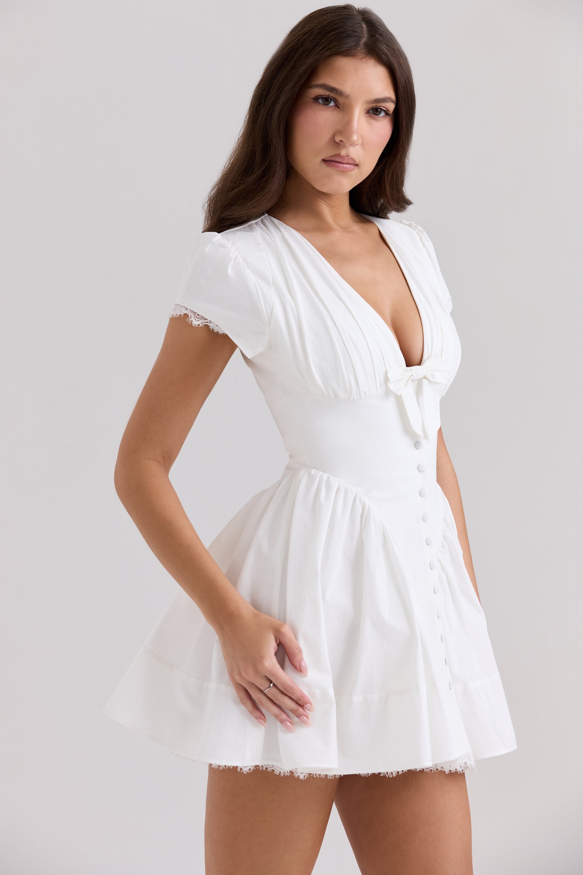 Emiliana white stretch cotton mini dress