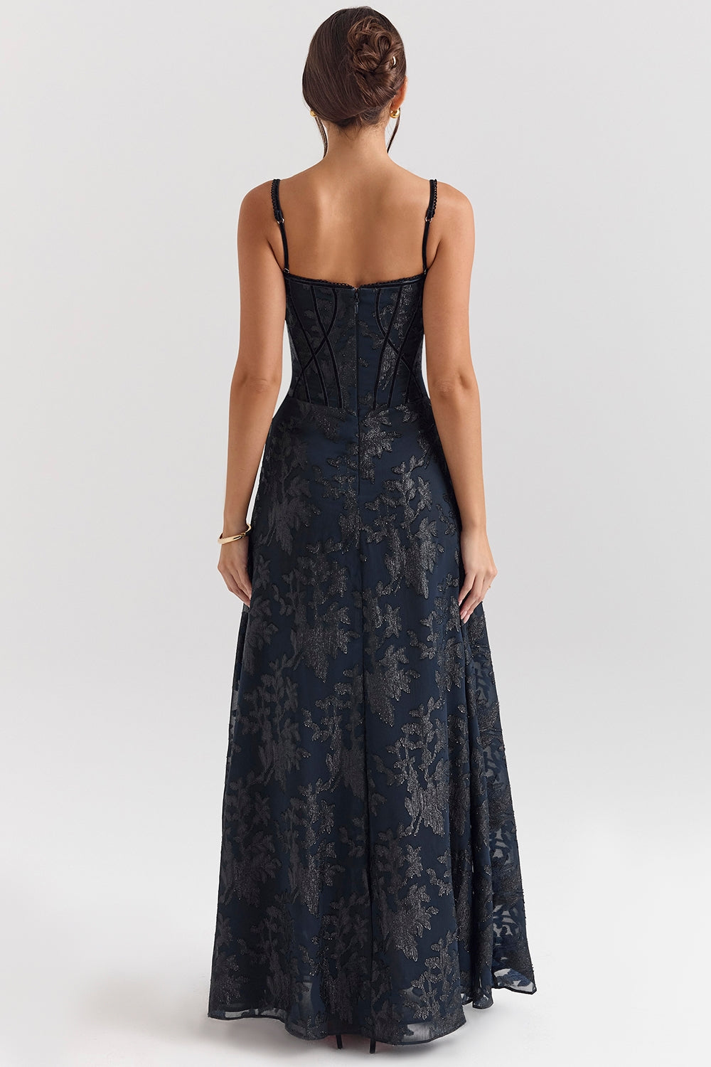 Esme midnight blue lurex chiffon maxi dress Bridesmaid Collection
