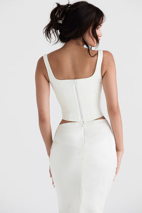 Rafa ivory satin longline corset