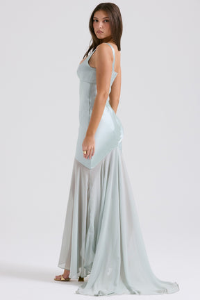 Vittoria pistachio chiffon floor length gown Bridesmaid Collection