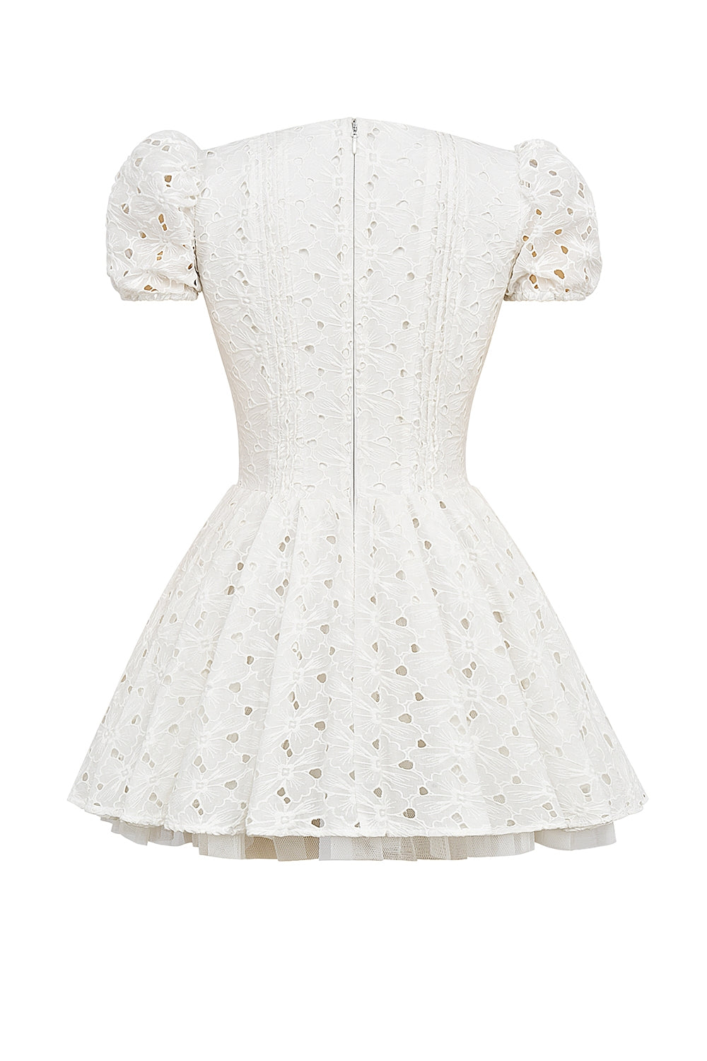 Imani white pleated broderie anglais mini dress