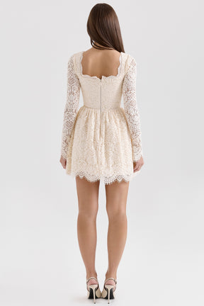 Fae cream lace long sleeve mini dress