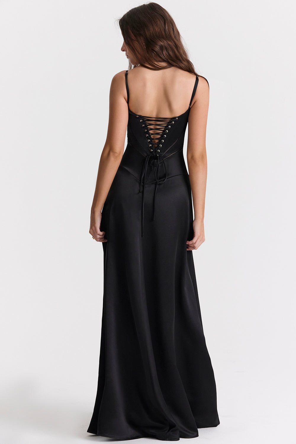 Anabella black lace up maxi dress Bridesmaid Collection