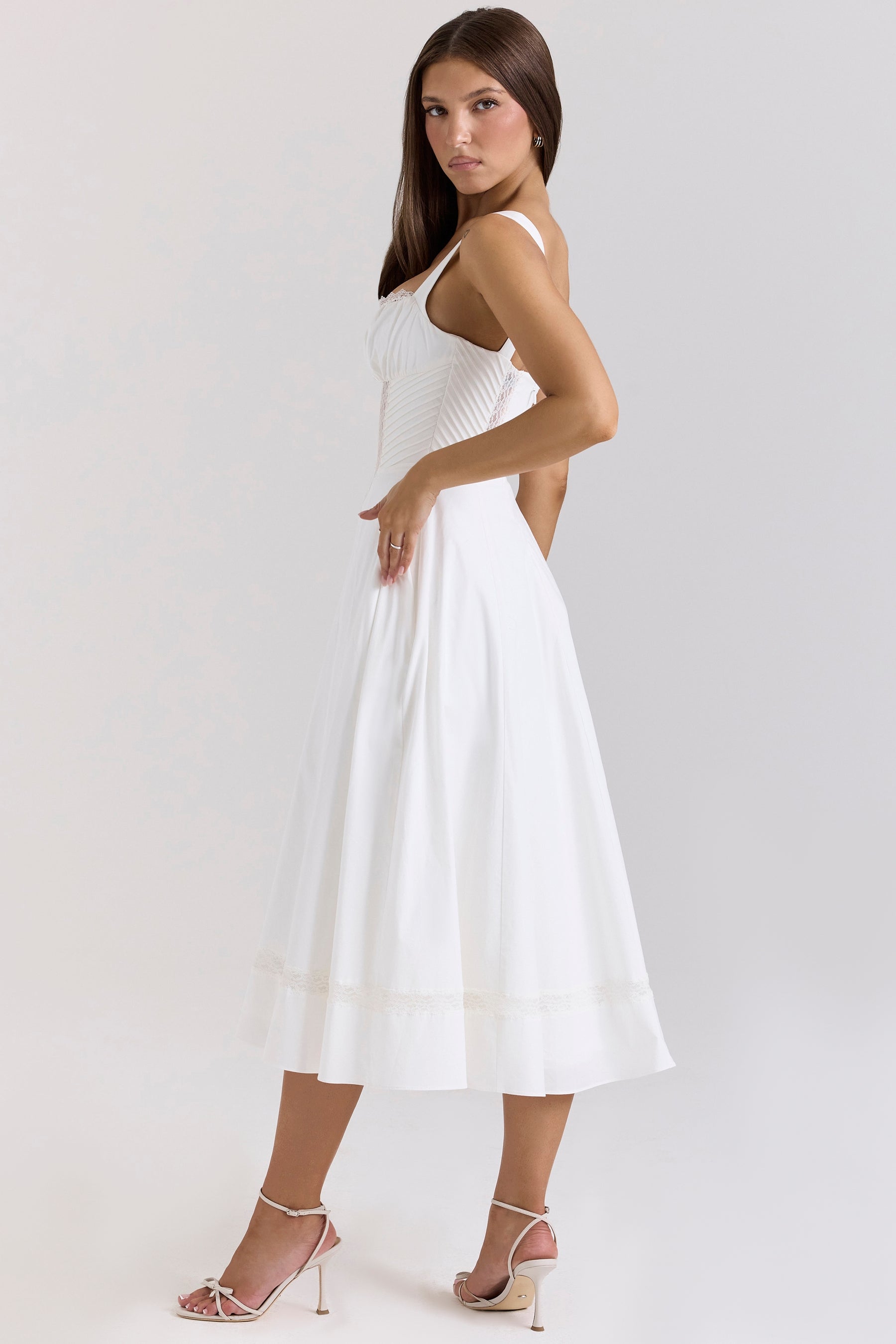 Kim white cotton midi sundress