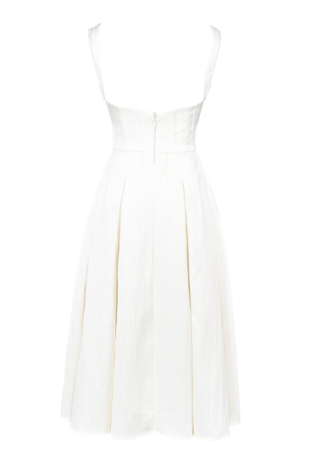 Isabeau ivory textured satin corset midi dress