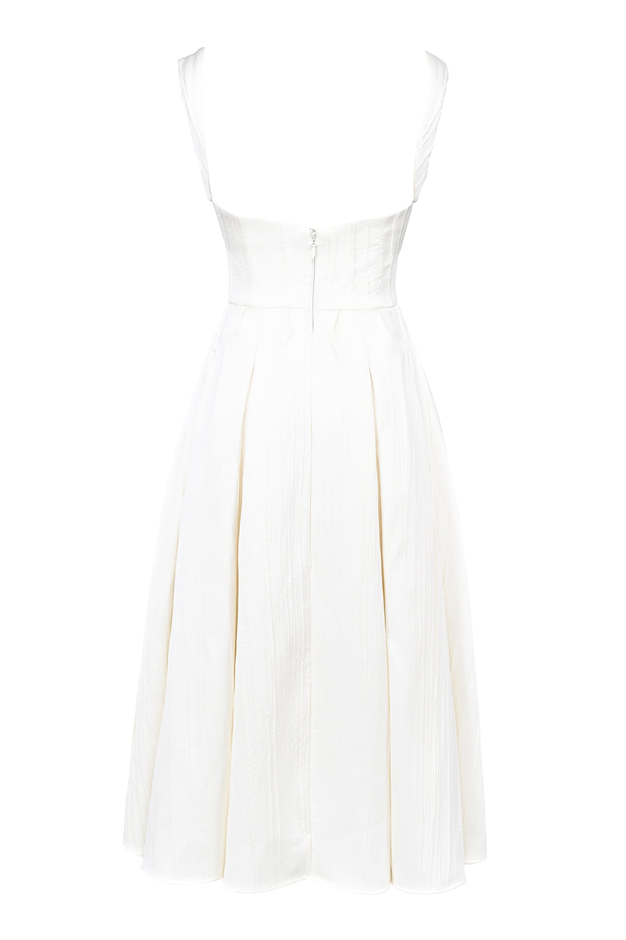 Isabeau ivory textured satin corset midi dress