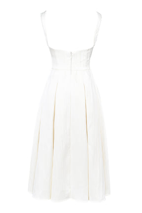Isabeau ivory textured satin corset midi dress