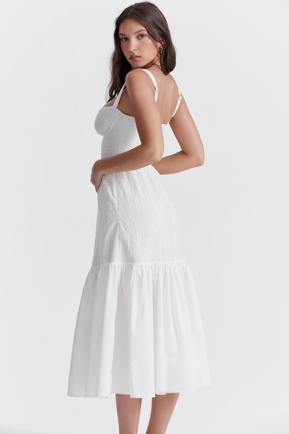 Elia white broderie anglaise midi sundress