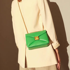 Bold Geometric Gold Chain Bag