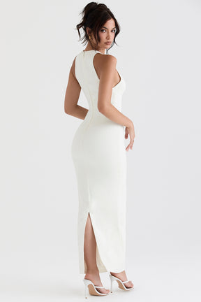 Eleanora ivory plunge maxi dress