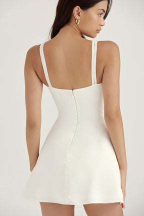 Cassandra ivory satin and lace mini dress