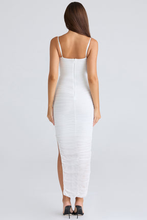 Fornarina white gathered stretch mesh maxi dress