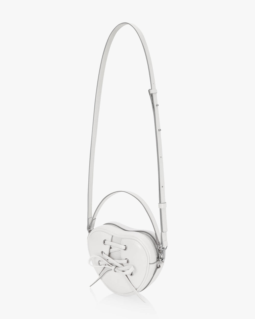 RIBBON TIE HEART BAG - WHITE