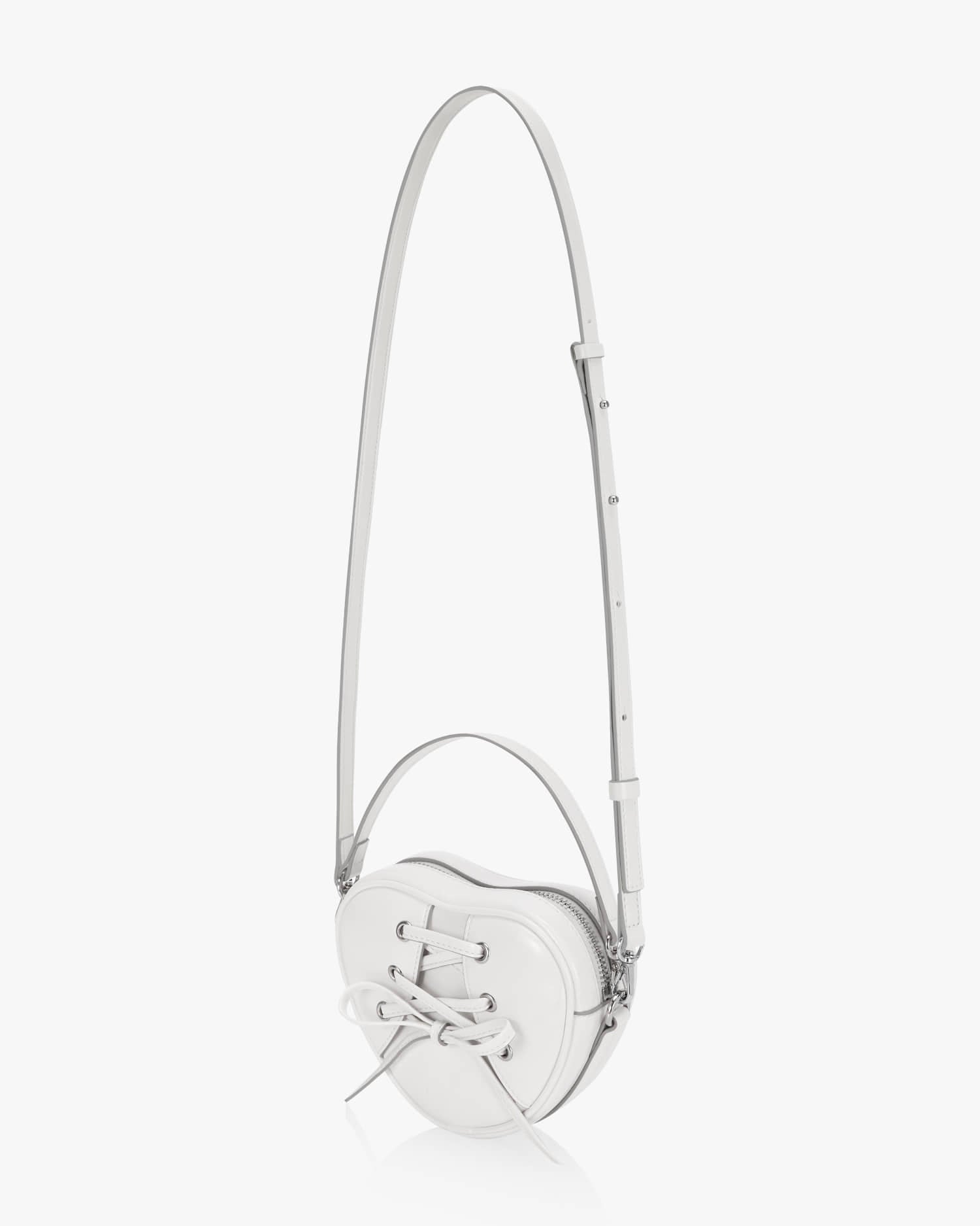 RIBBON TIE HEART BAG - WHITE