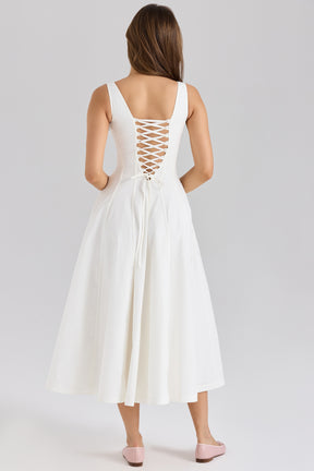 Mariabella white stretch cotton midi sundress