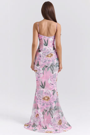 Antonina pink floral corset maxi dress Bridesmaid Collection