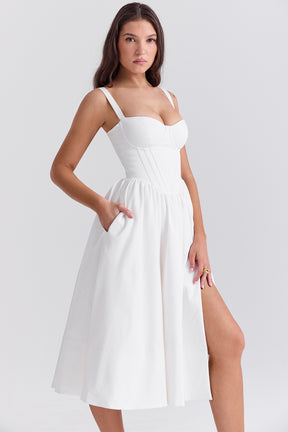 Kelly white corset midi sundress