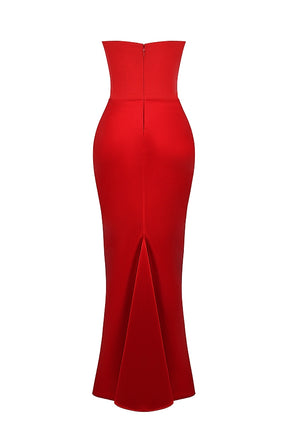 Persephone scarlet strapless corset maxi dress Bridesmaid Collection