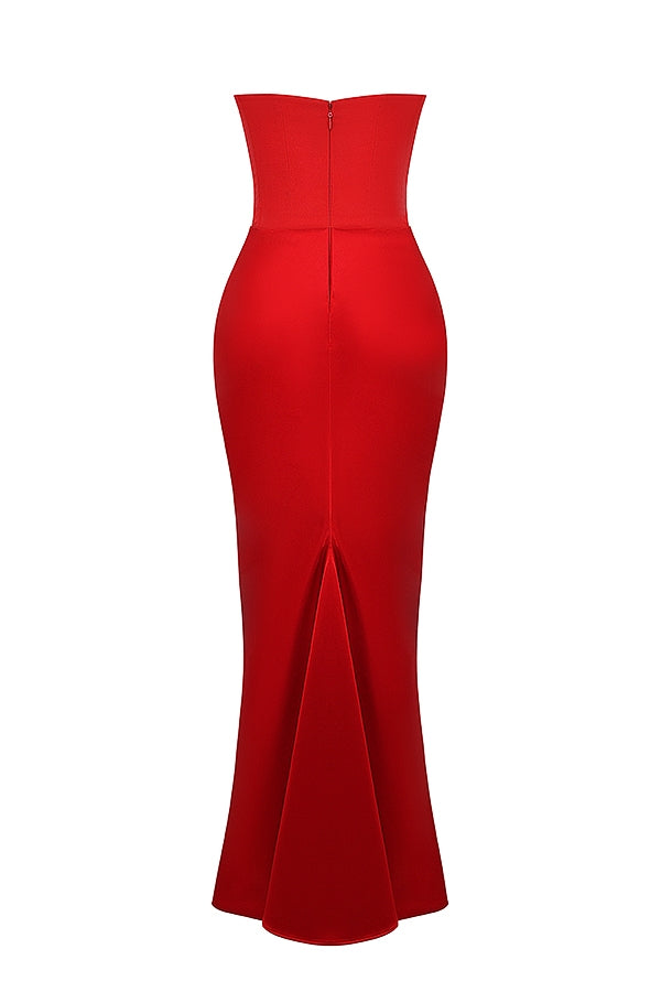 Persephone scarlet strapless corset maxi dress Bridesmaid Collection