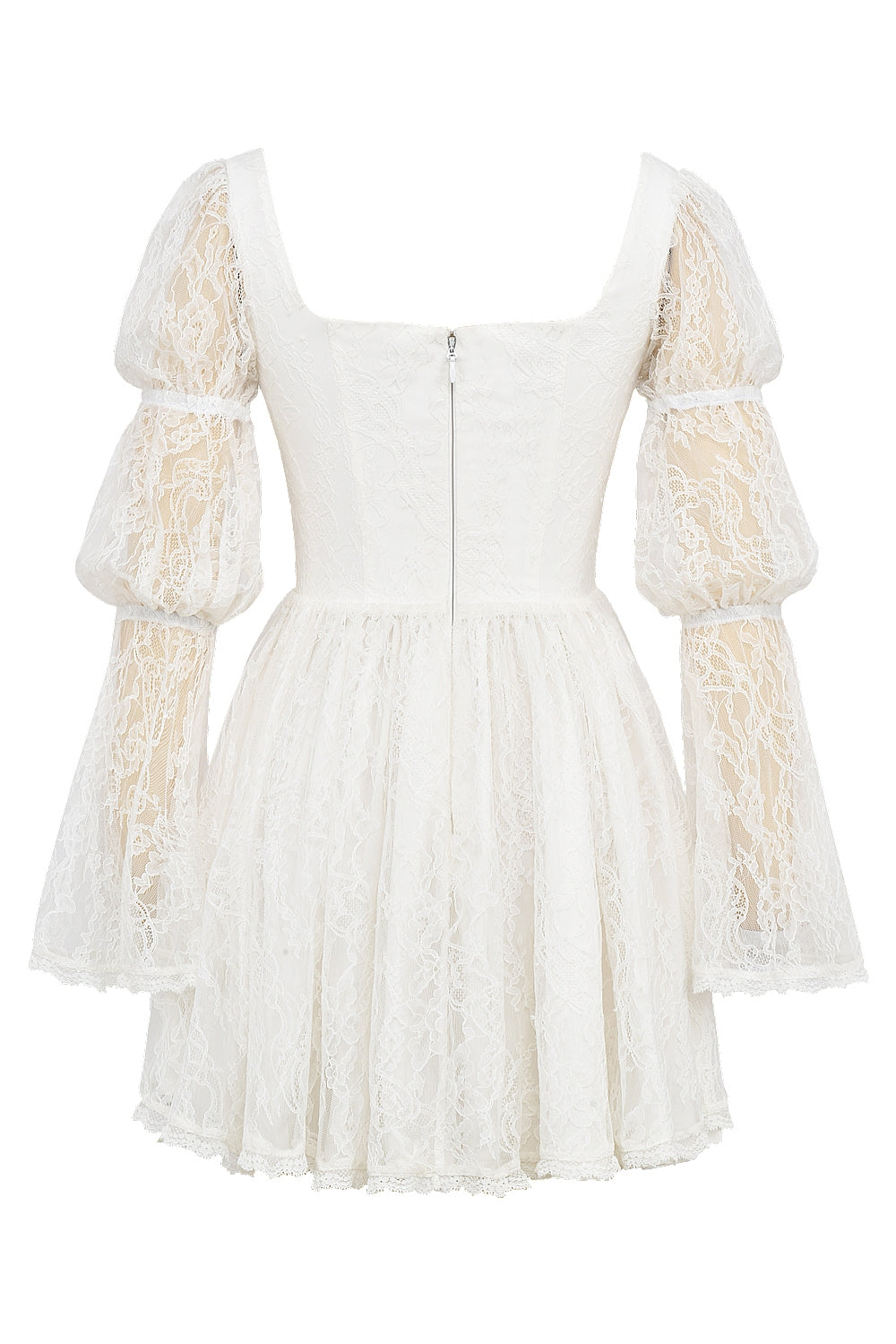 Sancia white lace puff sleeve mini dress